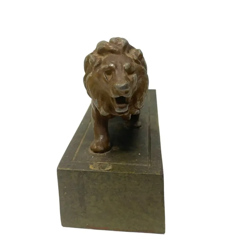 Lion Statue Doorstop Book End Figure Standing on Hollow Box Metal